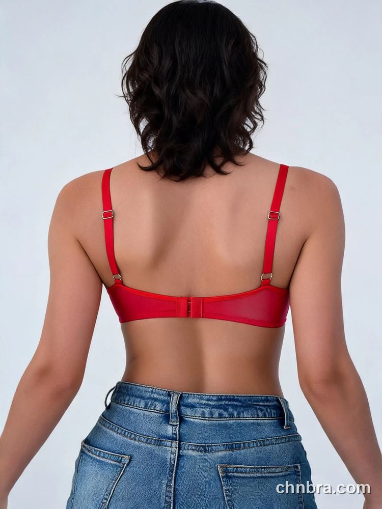 Red Balconette Bra with Floral Lace Top Cups, Underwire for Everyday Elegance – OEM / ODM Bra Manufacturer 2