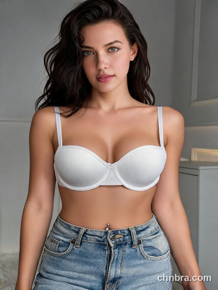 White Ribbed Balconette Bra, Molded Cups, Underwire, Balcony Lingerie – Bulk Wholesale, Bra Supplier 4