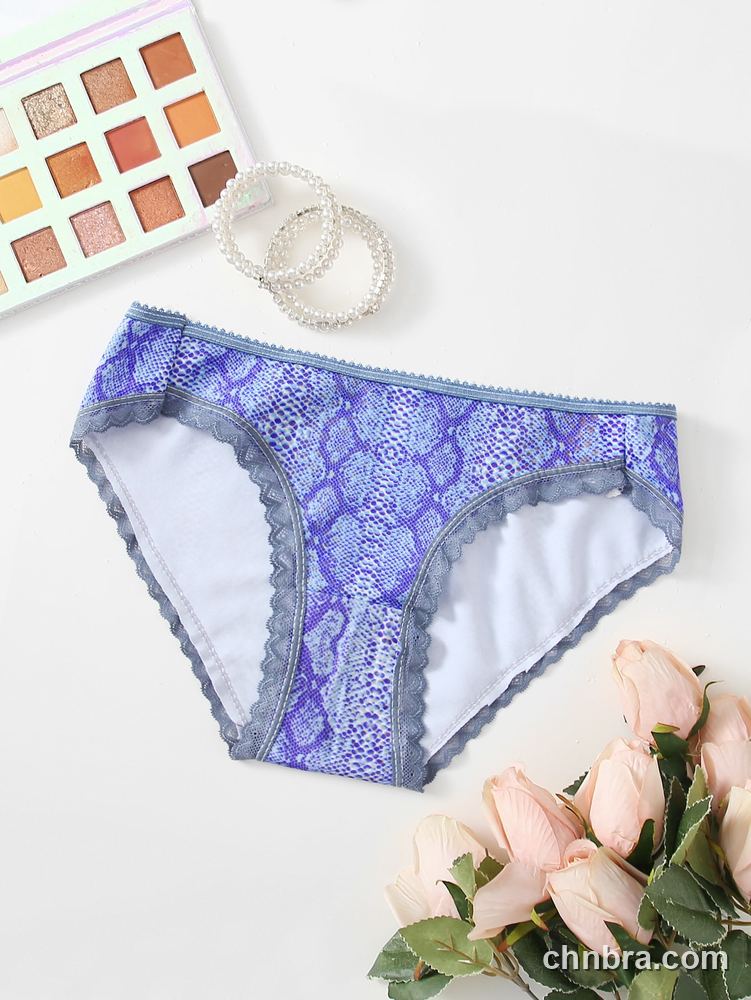 Blue Snakeskin Print Bikini Panties – Factory Wholesale, Everyday Wear