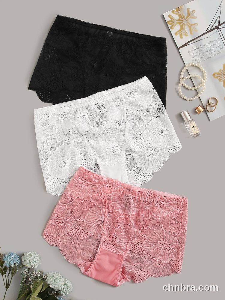 Floral Lace Boyshort Panties 3-Pack – Factory Wholesale, Everyday Wear