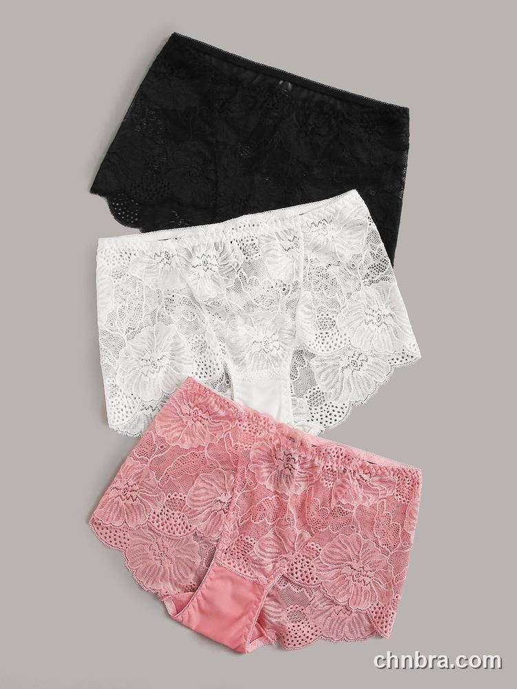 Floral Lace Boyshort Panties 3-Pack – Factory Wholesale, Everyday Wear 3