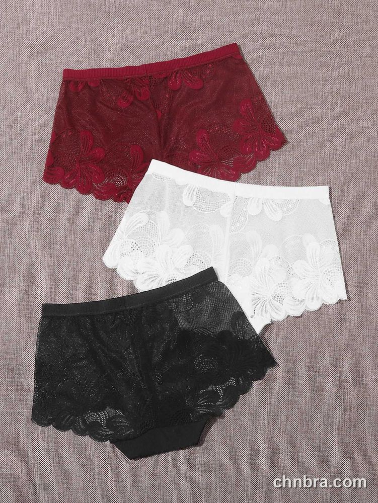 Custom Scallop Lace Boyshort Panties 3-Pack – Wholesale Direct from Factory 2