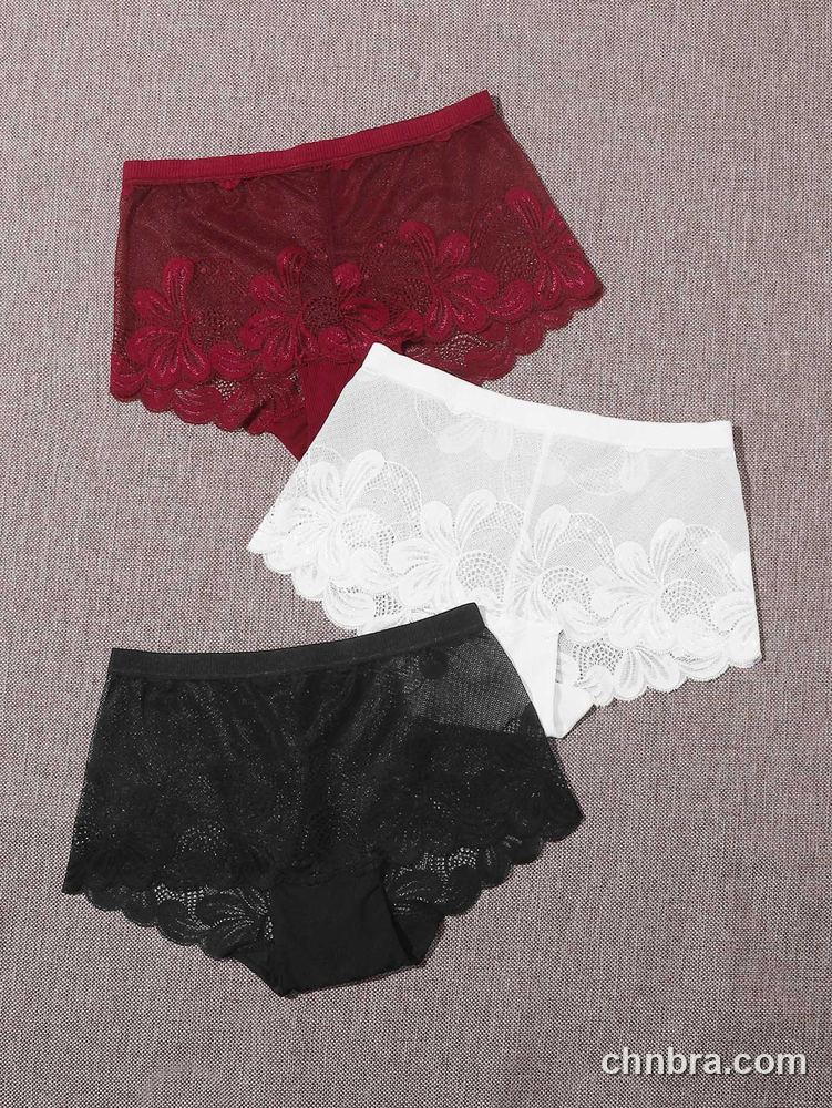 Custom Scallop Lace Boyshort Panties 3-Pack – Wholesale Direct from Factory 3