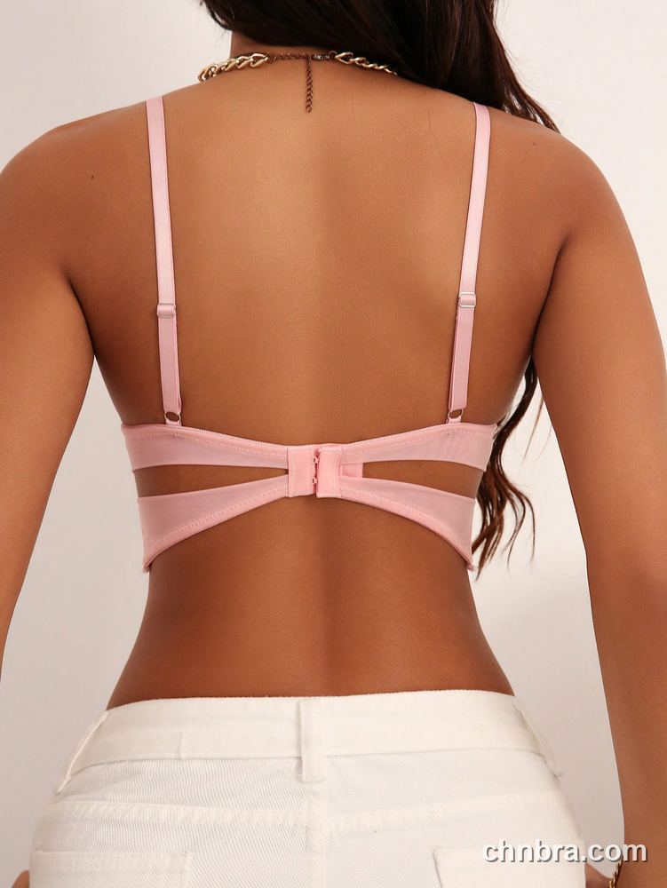 Women's Pink Floral Lace Longline Bralette, Camisole Bra Top – Factory Wholesale, China 2