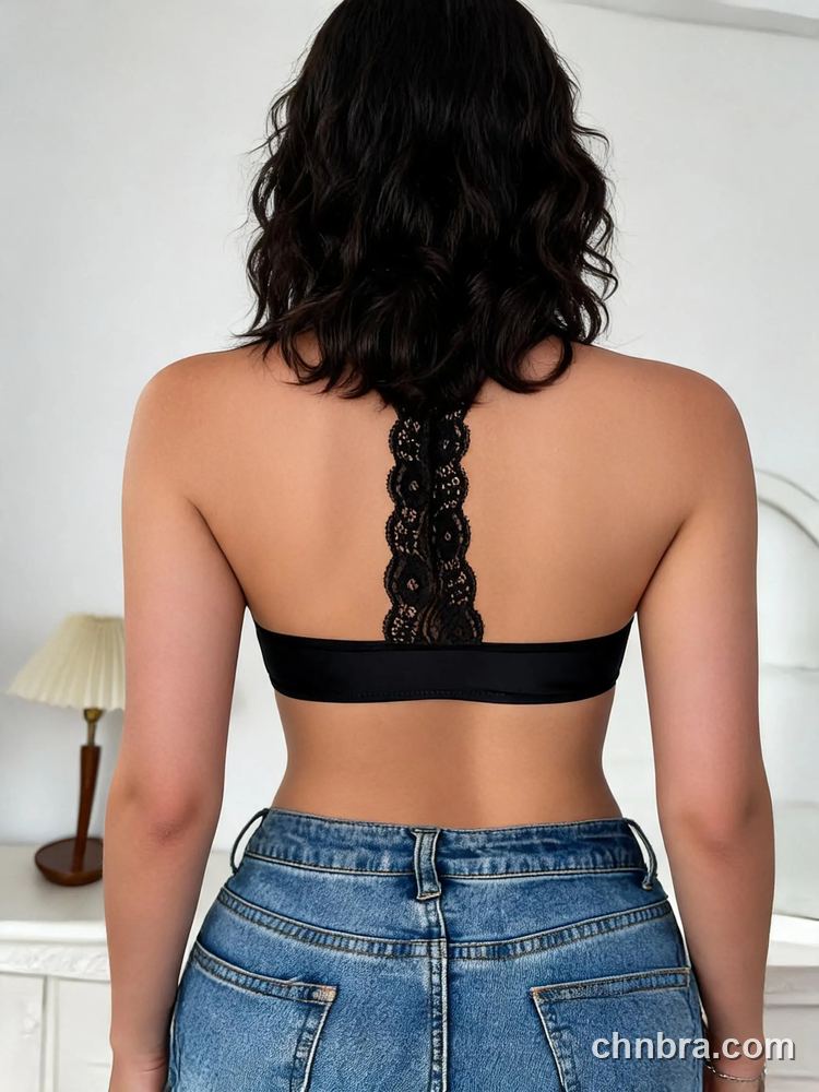 Custom Black Front Closure Plunge Bralette with Keyhole, Wireless Bra – Wholesale Direct from China Factory 8