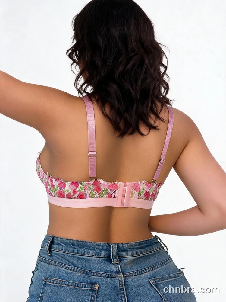 Custom Floral Lace Triangle Bralette with Wide Band, Breathable Wireless Bra – Wholesale Direct from China Factory 34