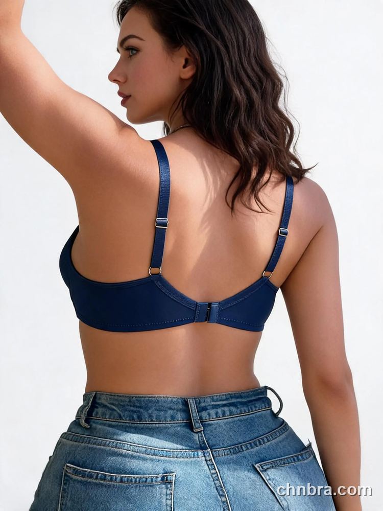 Navy Blue Floral Lace Plunge Bralette, Wireless Bra Top – Bulk Wholesale, Private Label Bralette Supplier 2