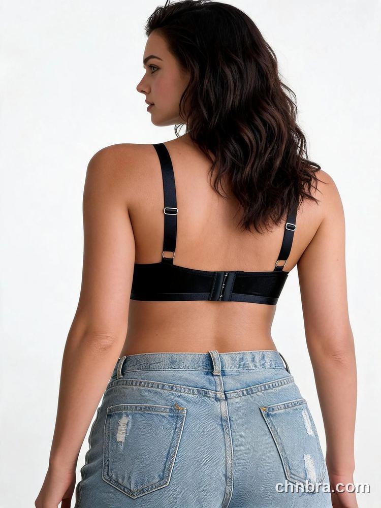 Black Strappy Cage Bralette with Sheer Mesh Panels, Wireless Bra – OEM / ODM Bralette Manufacturer 2