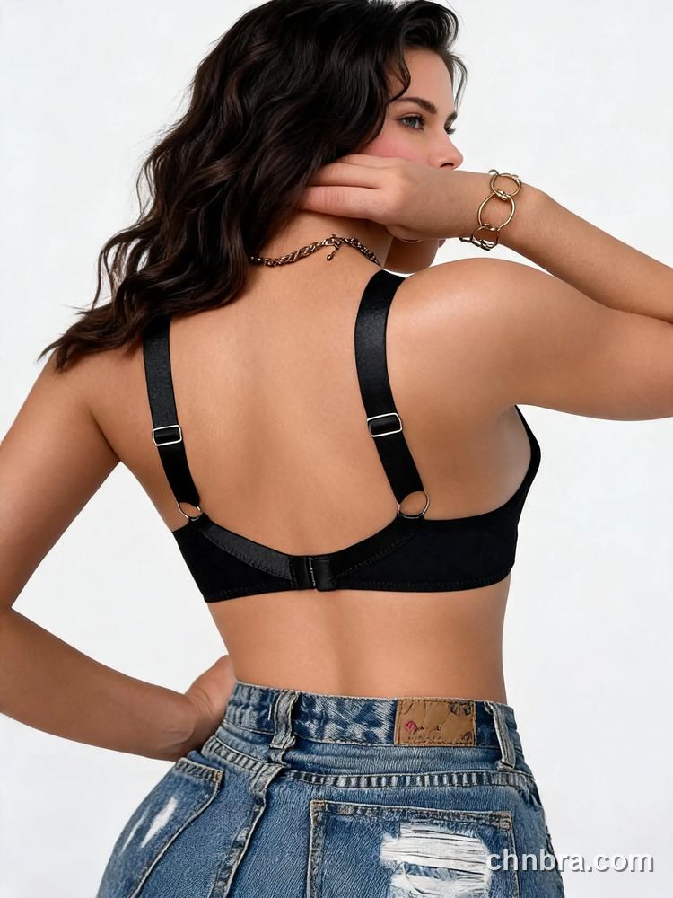 Black Ribbed Cutout Bralette with O-Ring Straps, Wireless Bra Top – Wholesale Bralette Manufacturing Factory 5