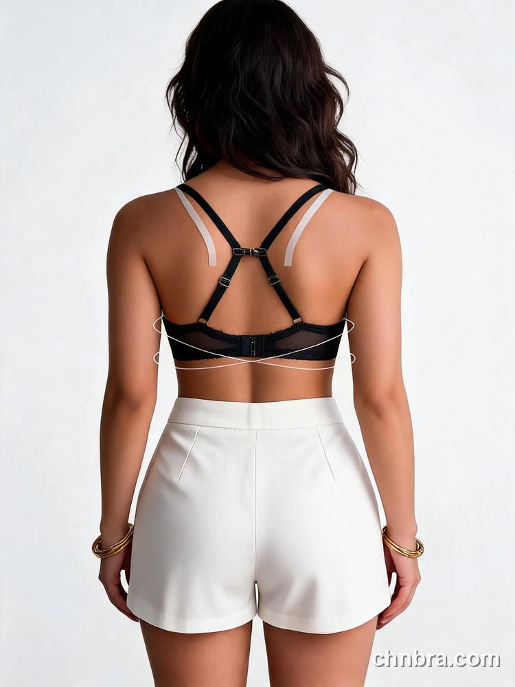 Women's Black Sheer Mesh Unlined Bralette with Racerback Straps, Wireless Bra – Factory Wholesale, China 3