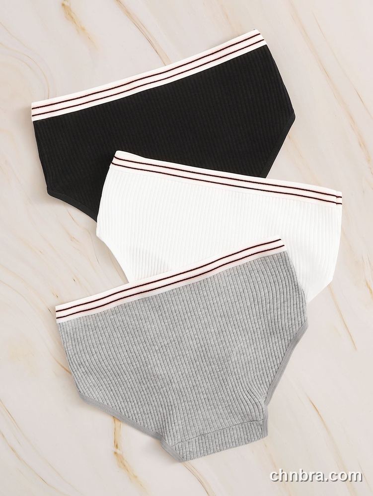 Women's Black Ribbed Cotton Briefs 3-Pack – OEM / ODM Underwear Manufacturer 2