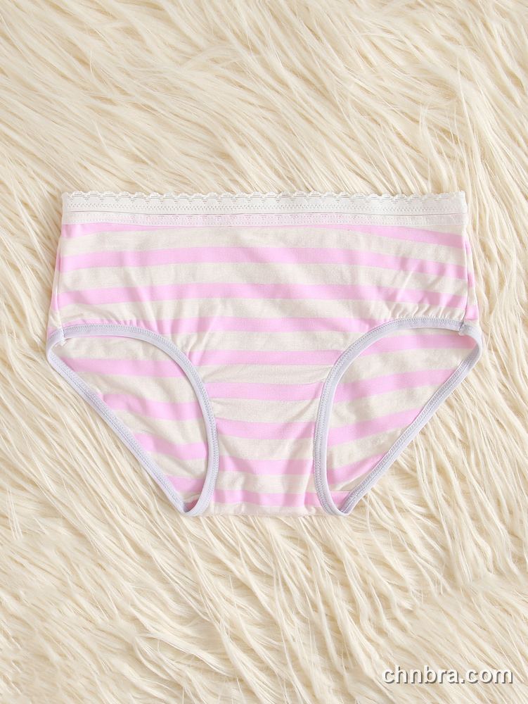 Women's Beige Striped Cotton Briefs – OEM / ODM Underwear Manufacturer 13
