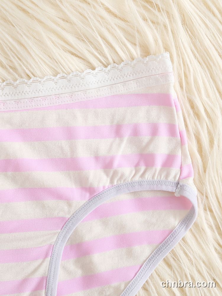 Women's Beige Striped Cotton Briefs – OEM / ODM Underwear Manufacturer 15