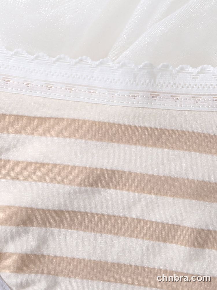 Women's Beige Striped Cotton Briefs – OEM / ODM Underwear Manufacturer 4