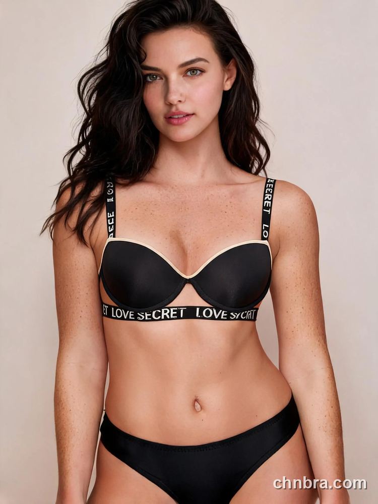 Custom Black Demi Bra with Logo Elastic Band & Straps, Half Cup Bra – Wholesale Direct from China Factory 4