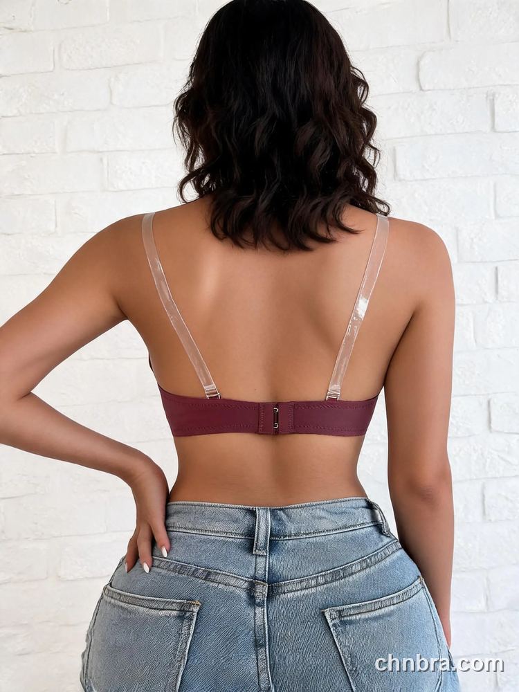 Wholesale Women's Scalloped Edge Demi Bra with Clear Straps, Solid Color Half Cup Bra – Direct from Factory 7