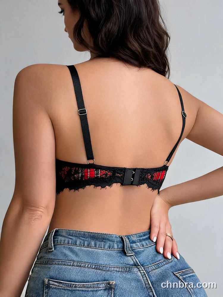 Wholesale Women's Print Demi Bra with Black Eyelash Lace Frame, Underwire Half Cup Bra – Direct from Factory 2