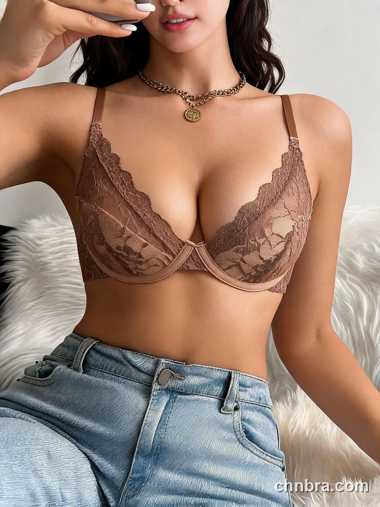 Sheer Floral Lace Demi Bra, Breathable Underwire Bra – Wholesale Demi Cup Bra Manufacturing Factory 16