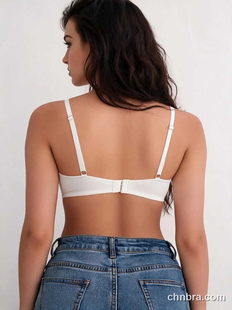 White Lace Demi Bra with Eyelet Trim, Solid Color Underwire Bra – Bulk Wholesale, Private Label Bra Supplier 2