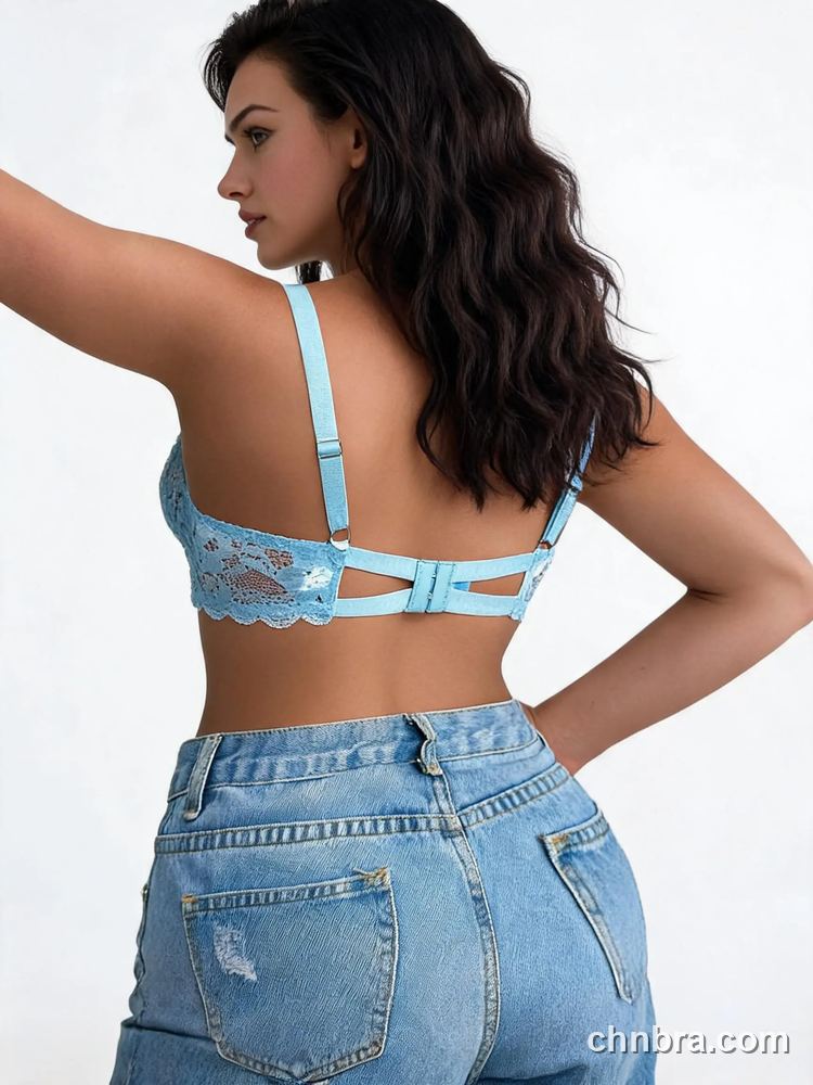 Women's Light Blue Scalloped Lace Demi Bra, Underwire Half Cup Bra – Factory Wholesale, China 3