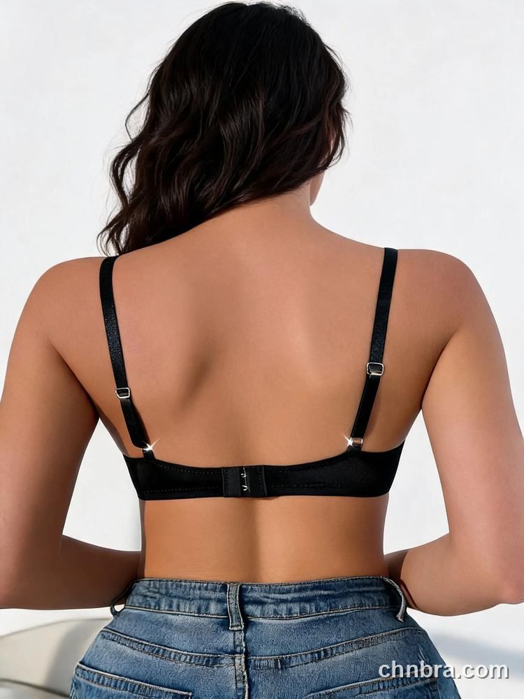 Eyelash Lace Demi Bra with Strappy Neckline, Breathable Underwire Bra – OEM / ODM Demi Bra Manufacturer 3