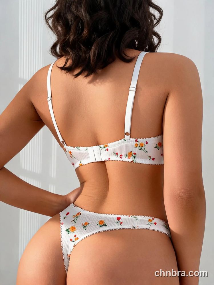 Women's White Ditsy Floral Demi Bra with Lace Upper Cups, Underwire Half Cup Bra – Factory Wholesale, China 2