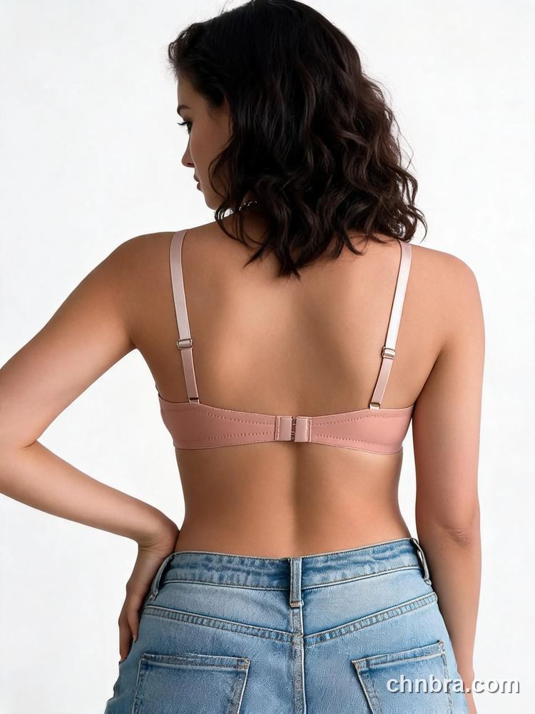 Smooth Demi Bra with Lace V Trim, Solid Color Underwire Bra – Wholesale Demi Cup Bra Manufacturing Factory 2