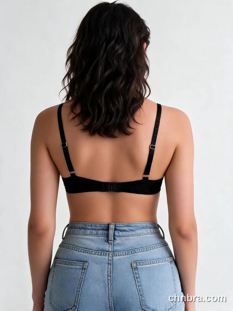 Custom Black Demi Bra with Nude Mesh Cup Panels, Low-Cut Underwire Bra – Wholesale Direct from China Factory 2