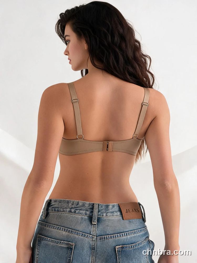 Wholesale Women's Coffee Brown Seamed Demi Bra with U-Back, Solid Color Underwire Bra – Direct from Factory 3