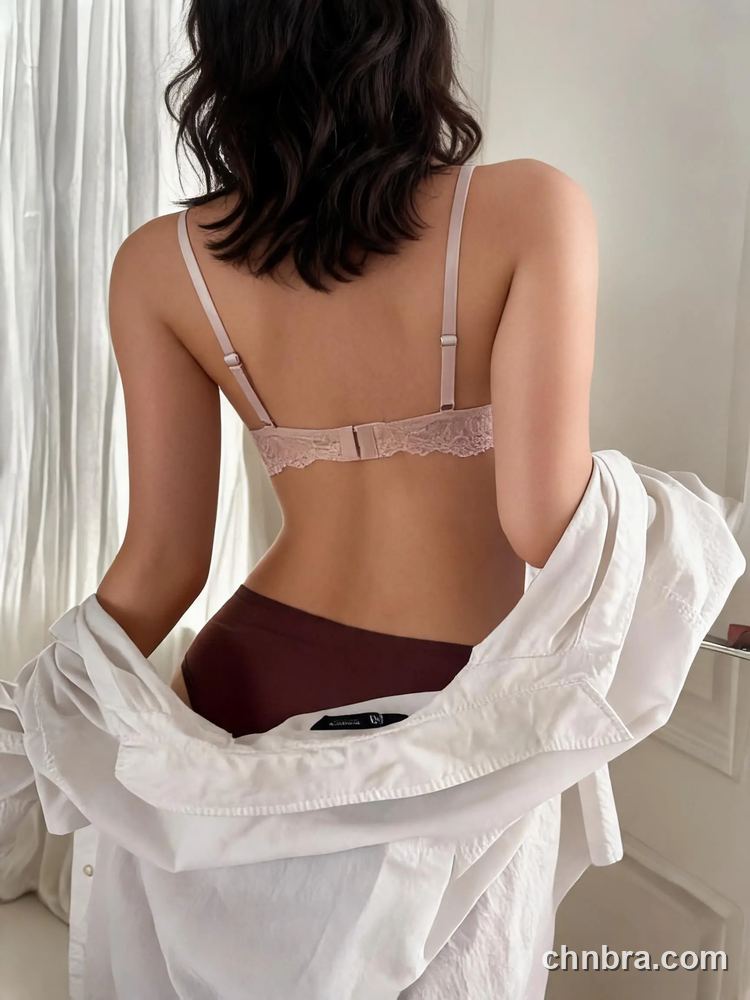 Custom Blush Pink Lace Demi Bra with Lace Straps, Underwire Half Cup Bra – Wholesale Direct from China Factory 2