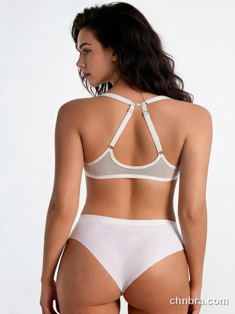 White Floral Lace Bra with Convertible Racerback, Front Clasp Multiway Bra – Wholesale Front Closure Bra Factory 3