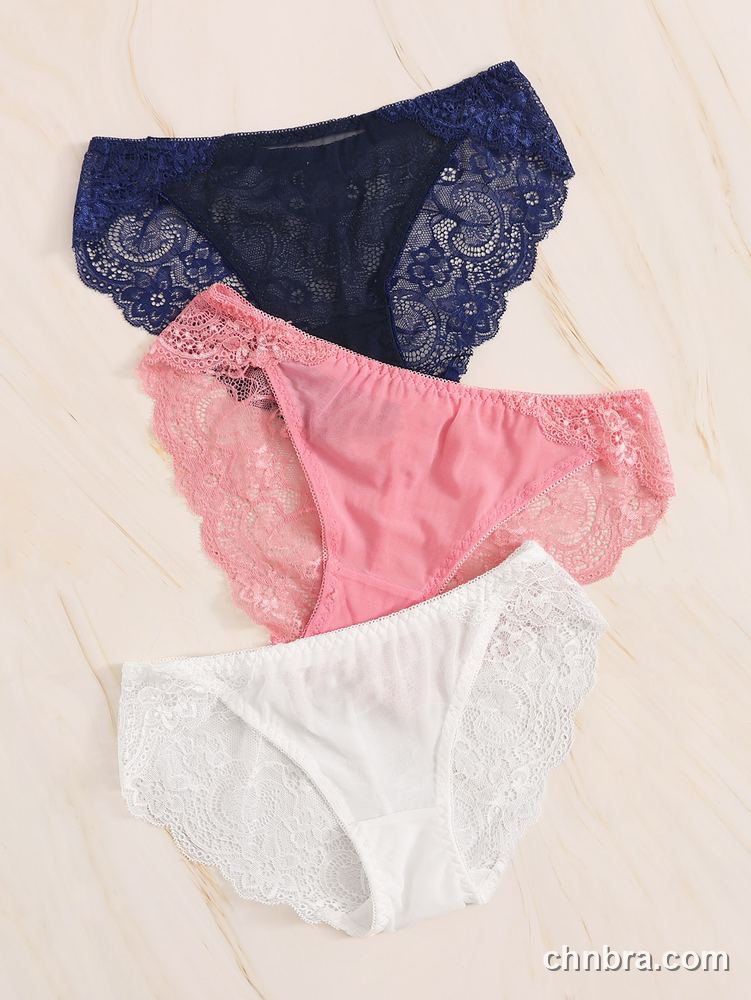 Custom Navy Floral Lace Hipster Panties 3-Pack – Wholesale Direct from Factory 3