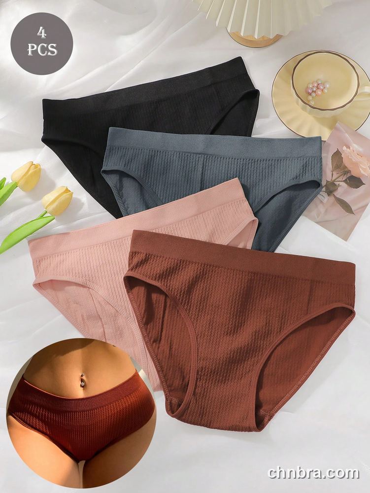 Women's Black Textured Seamless Hipster Panties 4-Pack – Wholesale Panties Manufacturing Factory