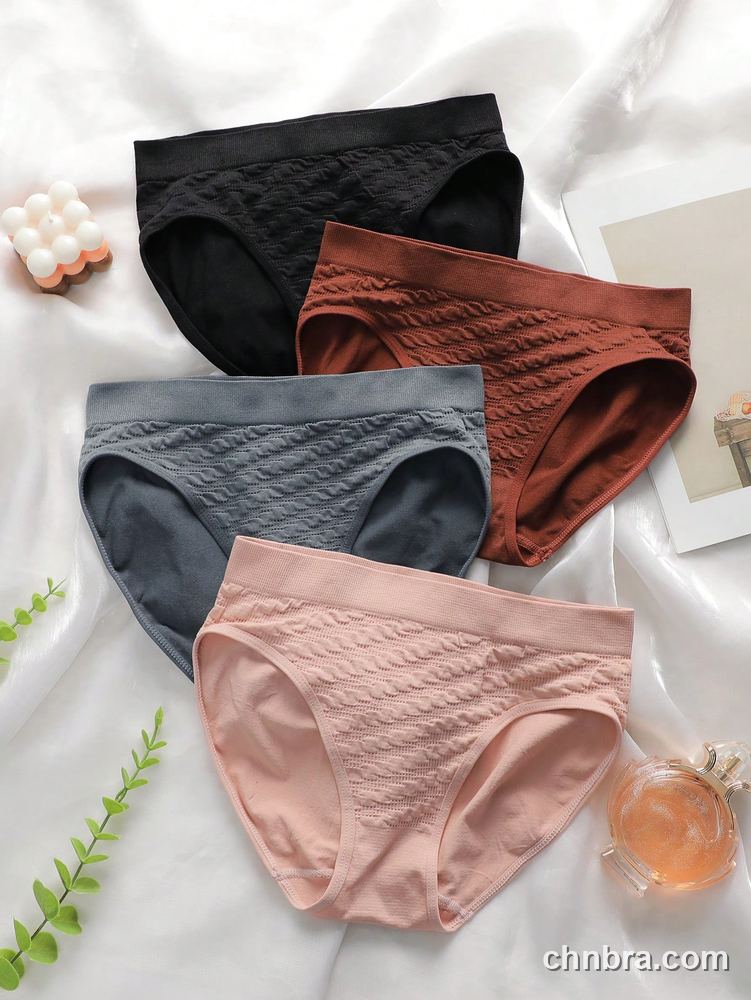 Custom Black Cable-Texture Seamless Hipster Panties 4-Pack – Wholesale Direct from Factory