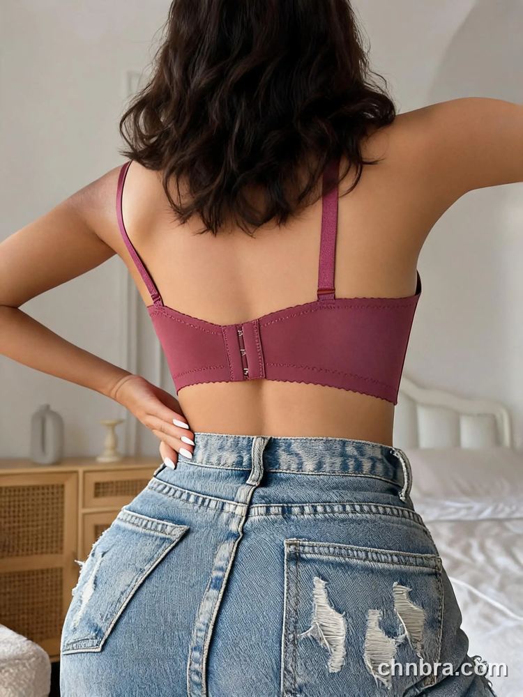 Women's Burgundy Pleated-Cup Push Up Longline Bustier Bra, Lift and Support – Factory Wholesale 2