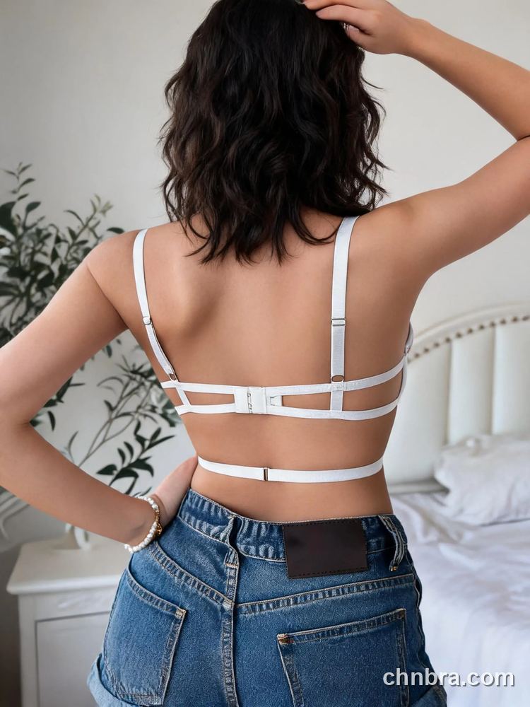 Sexy Pink Lace Push Up Longline Bra, Criss-Cross Strappy Band, Comfortable Apparel – Bulk Wholesale, Bra Supplier 2