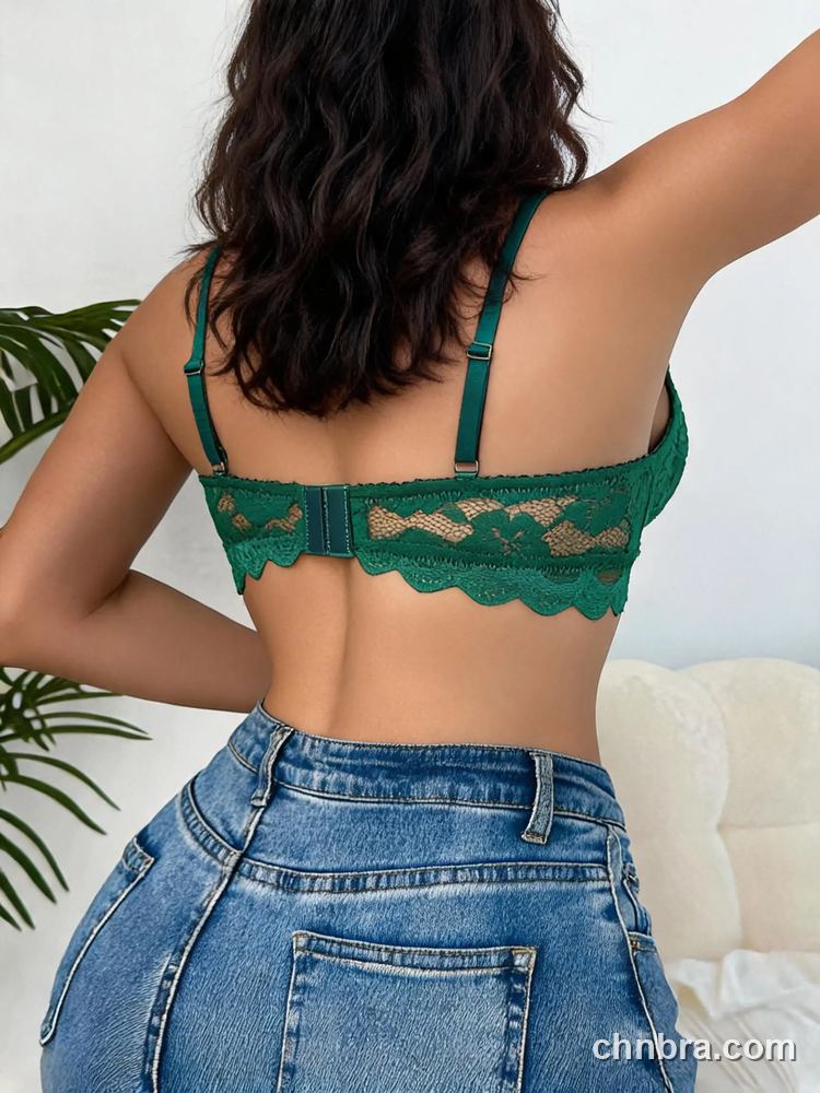 Sexy Green Crochet Lace Longline Bralette, Wire-Free, Comfortable Apparel – Bulk Wholesale, Bra Supplier 2