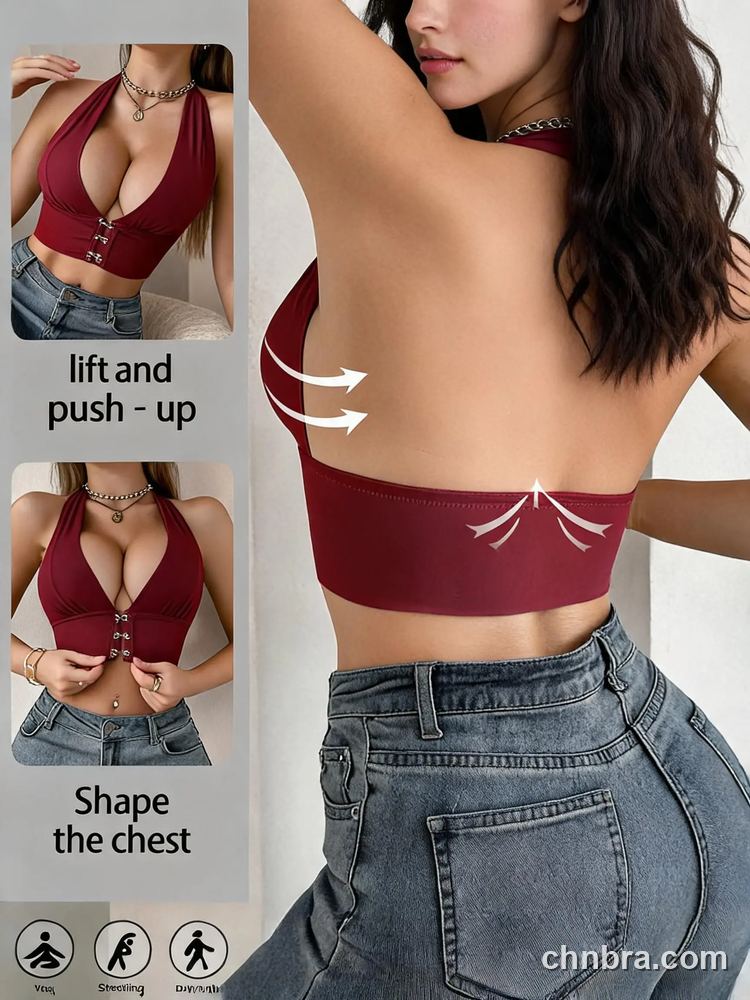 Wholesale Halter Plunge Longline Bra, Front Hook Closure – OEM / ODM Lingerie Manufacturer 14