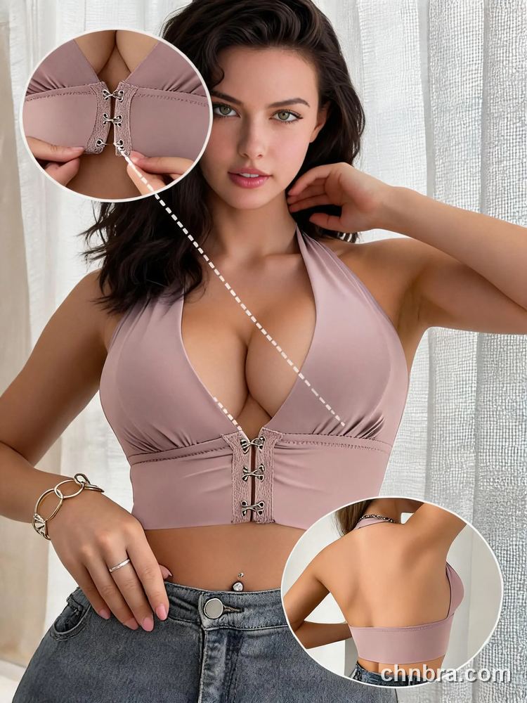 Wholesale Halter Plunge Longline Bra, Front Hook Closure – OEM / ODM Lingerie Manufacturer 17