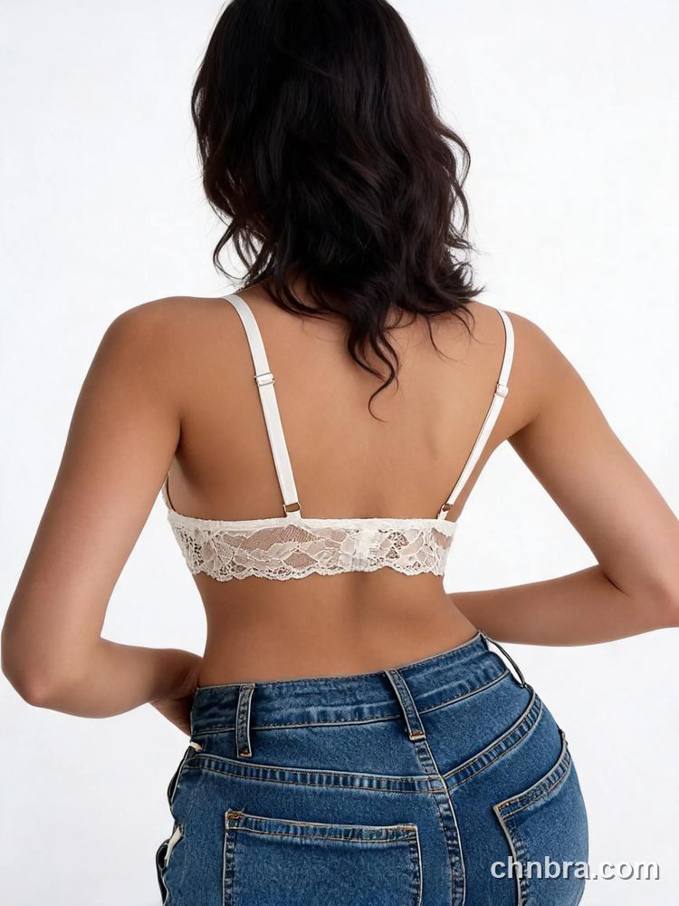 Sexy White Floral Lace Wireless Longline Bralette, Comfortable Apparel – Bulk Wholesale, Bra Supplier 2
