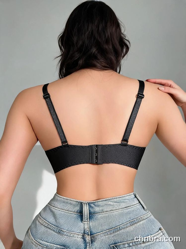 Wholesale Women's Black Plunge Push-Up Bra with Keyhole Cutout, U-Shaped Underwire Bra – Direct from Factory 2