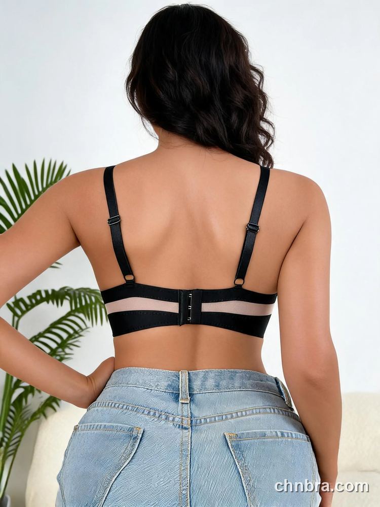 Women's Black Longline Plunge Bra with V-Notch & Side Cutouts, Low-Cut Deep V Bra – Factory Wholesale, China 2
