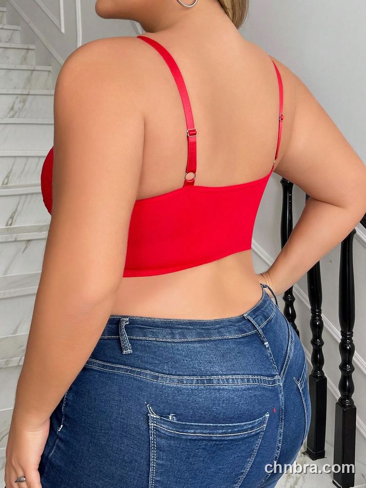DesireSculpt Plus Size Red Eyelash Lace Bralette – Factory Wholesale 2