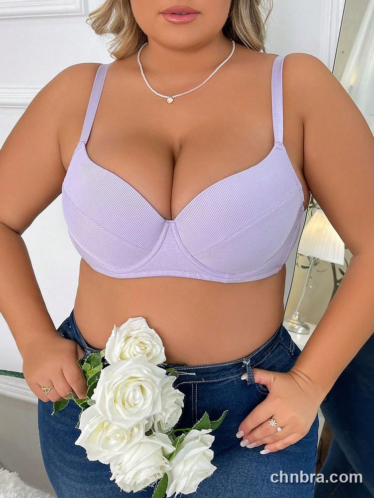 Wholesale Plus Size Lilac Ribbed Molded Push-Up Bra – Direct Factory