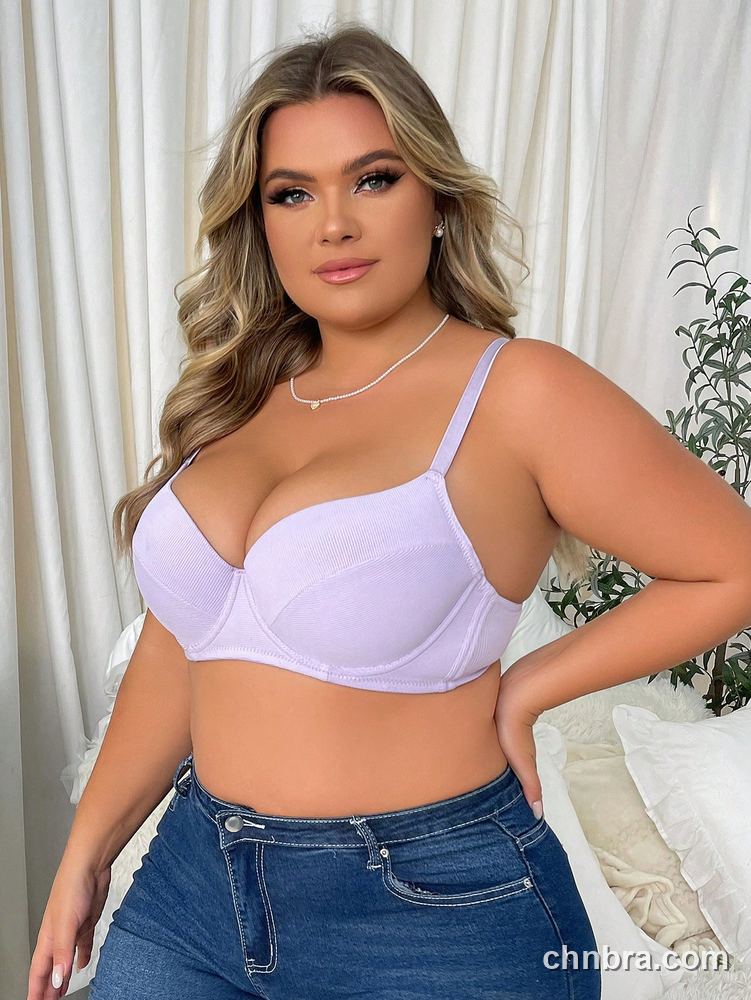Wholesale Plus Size Lilac Ribbed Molded Push-Up Bra – Direct Factory 5