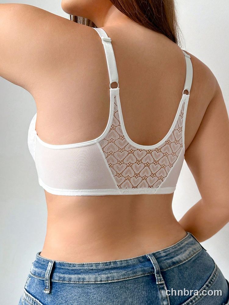 Plus Size Heart-Texture Lace Bra – Wholesale Lingerie Manufacturing Factory 11