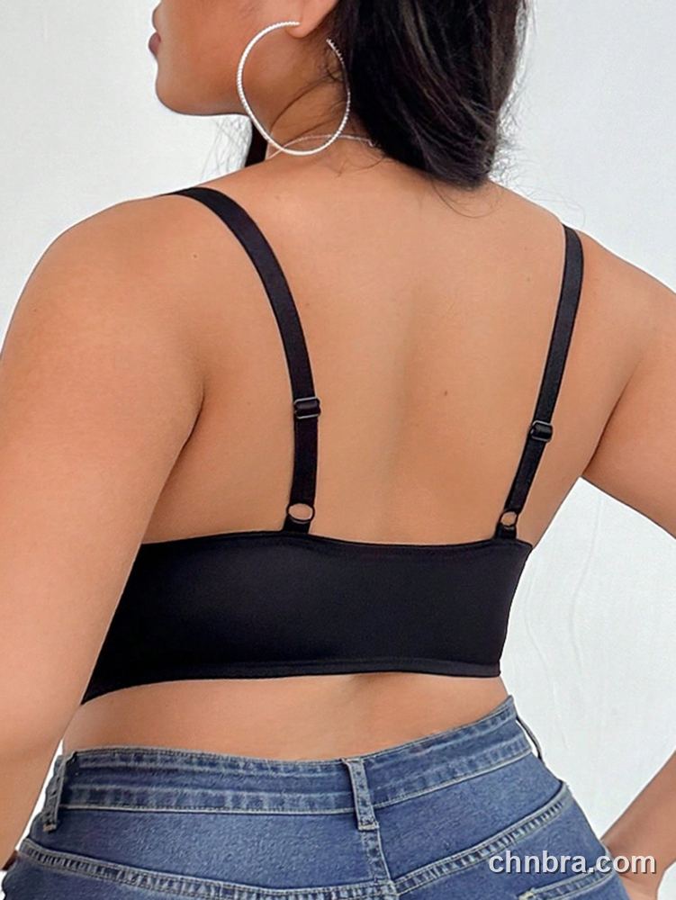 Plus Size Black Heart Lace Plunge Longline Bra – Bulk Wholesale, Lingerie Supplier 2
