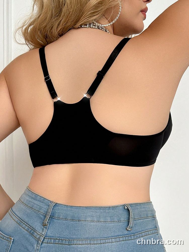 Plus Size Black Front-Closure V-Wire T-Shirt Bra – OEM / ODM Lingerie Manufacturer 2