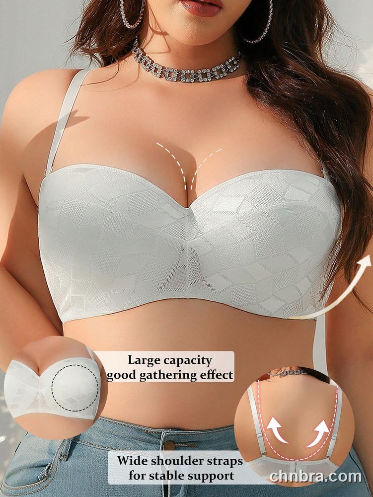 Custom Plus Size White Geometric Jacquard Balconette Bra – Wholesale Direct from Factory