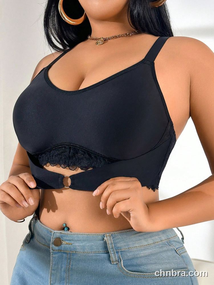 Plus Size Black Wire-Free Bra – Wholesale Lingerie Manufacturing Factory 4